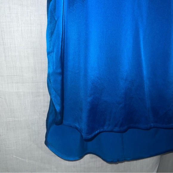 Eileen Fisher Blue Silk Short Sleeve Career Blouse Size Small Coastal Grandma - Picture 4 of 10